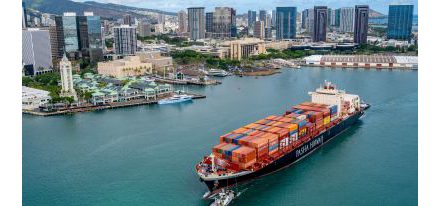 MV George III, makes her inaugural arrival at Honolulu Harbor’s Pier 51